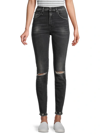 Shop R13 Distressed Skinny Jeans In Aiden Black