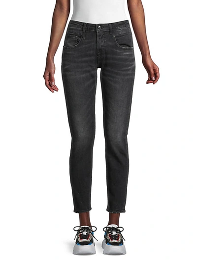 Shop R13 Faded Stretch-cotton Skinny Jeans In Black Marble