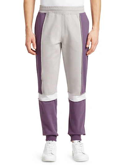 Shop Madison Supply High-rise Half-zip Colorblock Pants In Grey Purple