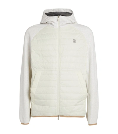 Shop Brunello Cucinelli Quilted Panel Hooded Jacket