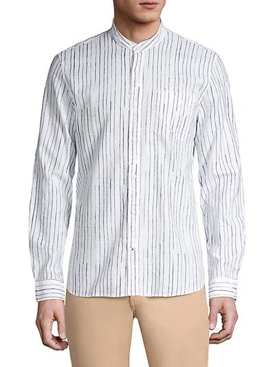 Shop John Varvatos Star Usa Regular-fit Banded Collar Shirt In White