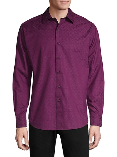 Shop Robert Graham Keaton Jacquard Shirt In Berry