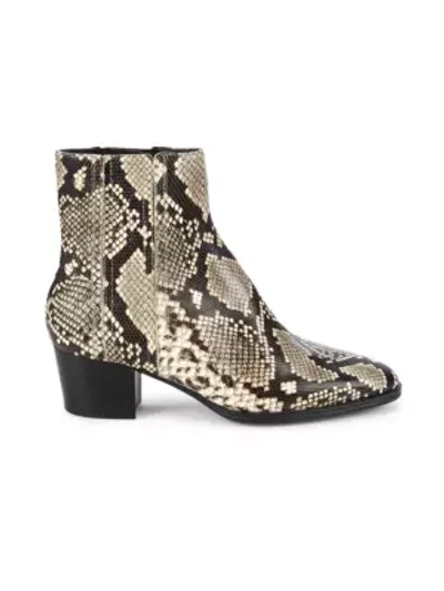 Shop Tod's Python-embossed Leather Ankle Boots In Grey