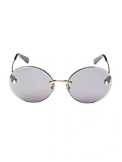 Shop Roberto Cavalli 62mm Round Sunglasses In Gold Smoke