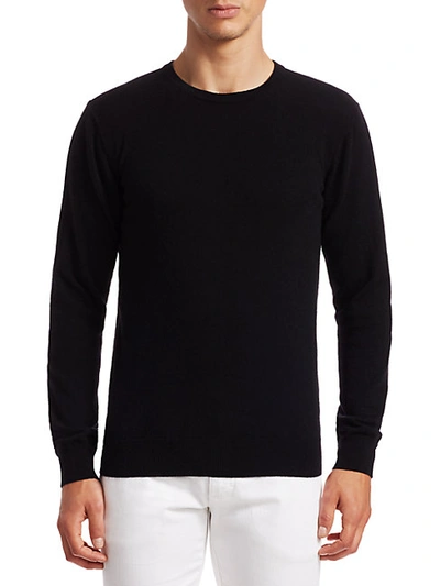 Shop Saks Fifth Avenue Solid Cashmere Crew Sweater In Black