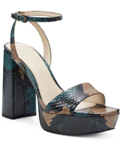Shop Vince Camuto Women's Chastin Bling Dress Sandals Women's Shoes In Deep Teal Snake