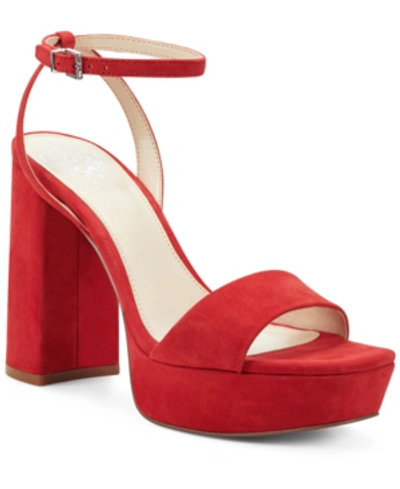 Shop Vince Camuto Women's Chastin Bling Dress Sandals Women's Shoes In Razz Red Suede