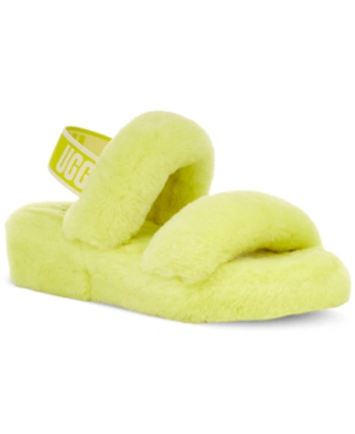 Shop Ugg Women's Oh Yeah Slide Slippers In Bright Green/ Sulfur
