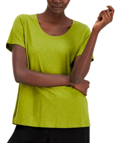 Shop Eileen Fisher Organic Cotton T-shirt, Available In Regular & Petite Sizes In Sea Green