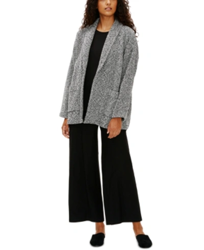 Shop Eileen Fisher Organic Roomy Shawl-collar Jacket In Soft White/black