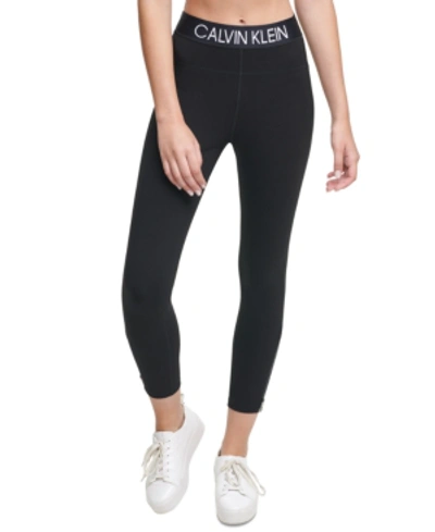 Shop Calvin Klein Performance Logo High-waist Leggings In Black