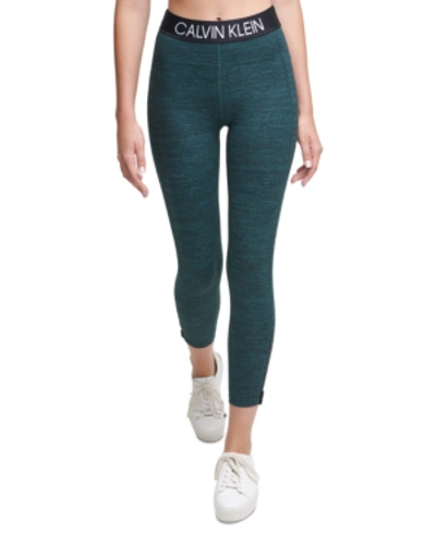 Shop Calvin Klein Performance Logo High-waist Leggings In Juniper