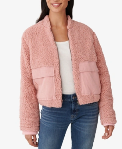Shop Lucky Brand Utility Teddy Jacket In Rose Tan