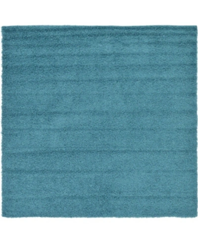 Shop Bridgeport Home Exact Shag Exs1 8' 2" X 8' 2" Square Area Rug In Deep Aqua Blue