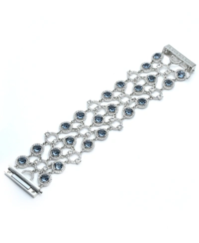 Shop Givenchy Silver-tone Stone & Crystal Openwork Statement Bracelet In Blue