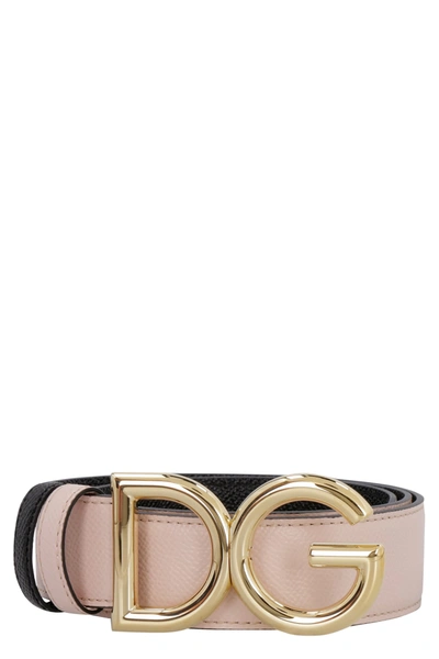 Shop Dolce & Gabbana Reversible Leather Belt In Pink