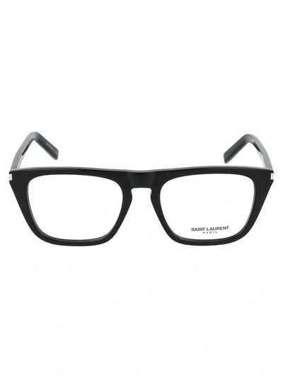 Shop Saint Laurent Sl 343 Glasses In 001 Black Black Transparent