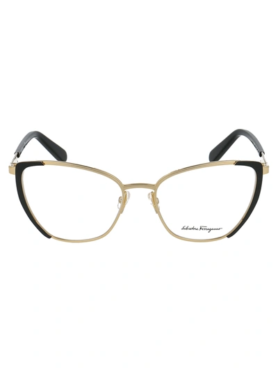 Shop Ferragamo Sf2187 Glasses In 786 Gold Black