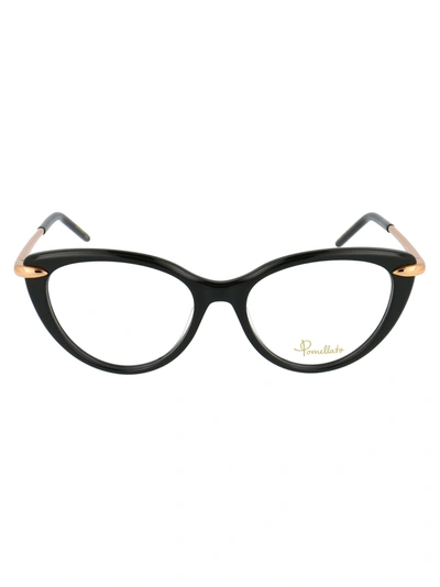 Shop Pomellato Pm0074o Glasses In 001 Black Gold Transparent