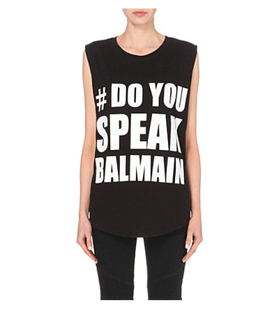 Shop Balmain Do You Speak  T-shirt In Black/white