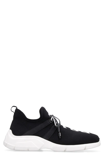 Shop Prada Knit Low-top Sneakers In Black