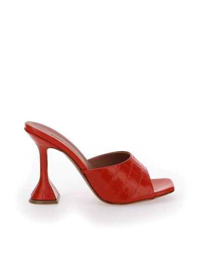 Shop Amina Muaddi Lupita Mule In Polished Red