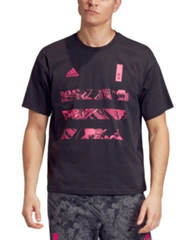 Adidas Originals Adidas Captain Tsubasa Soccer T-shirt In Black/power Pink ModeSens