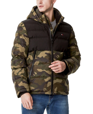 tommy hilfiger shiny puffer coat