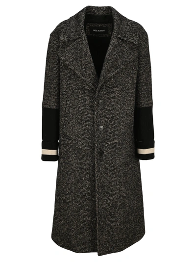 Shop Neil Barrett Herringbone Coat In Black Grey