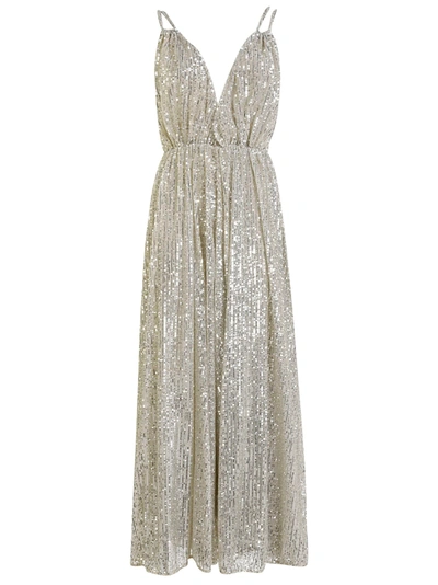 Shop Amen Paillettes Long Dress In Platinum