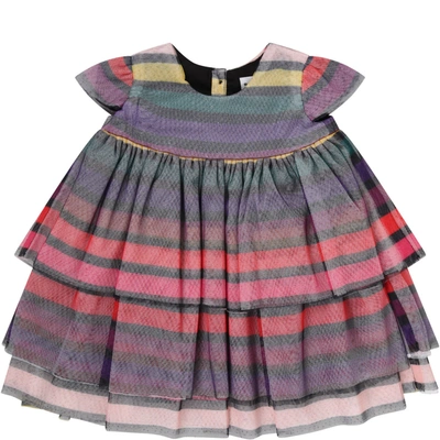 Shop Sonia Rykiel Multicolor Dress For Girl With Stripes