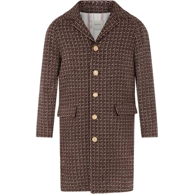 Shop Gucci Brown Coat For Kids With Iconic G