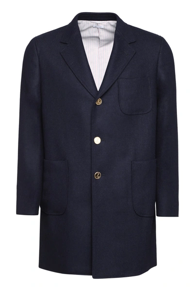 Shop Thom Browne Wool Coat In Blue