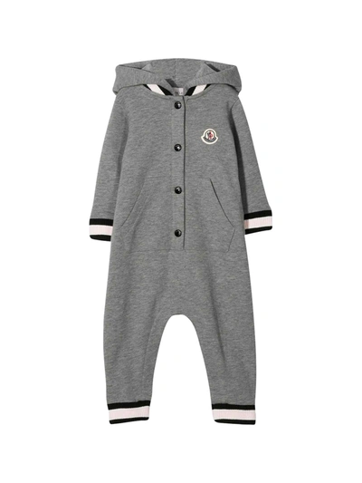 Shop Moncler Grey Romper With Hood In Unica