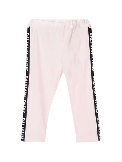 Shop Balmain Pink Baby Trousers In Nero
