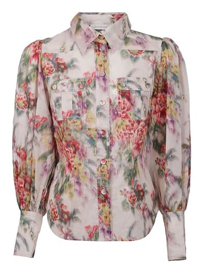 Shop Zimmermann Wavelength Billow Shirt In Scarlet Floral