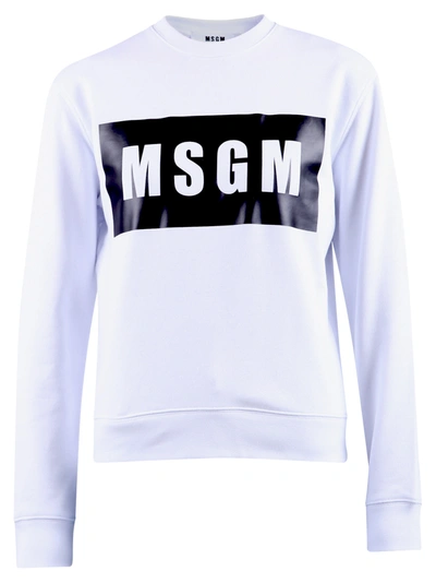 Shop Msgm Logo Print Cotton Sweatshirt In White