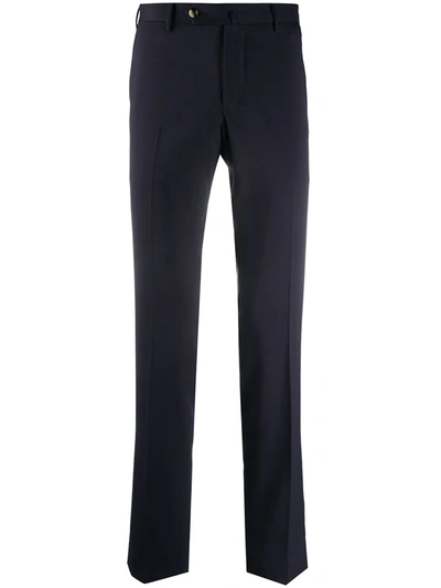 Shop Pt01 Tapered Fit Wool Blend Trousers In Blue