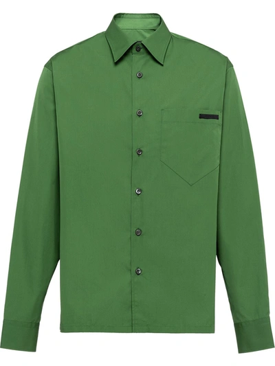 Shop Prada Classic Straight-fit Shirt In Green