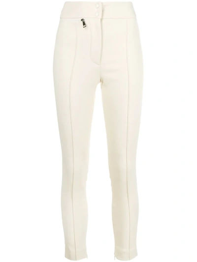 Shop Moncler High-waist Fitted Trousers In Neutrals