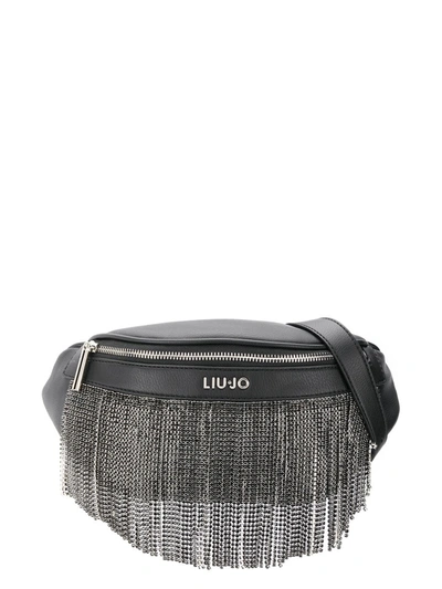Shop Liu •jo Crystal Fringe Belt Bag In Black