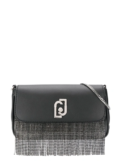 Shop Liu •jo Crystal Fringe Shoulder Bag In Black