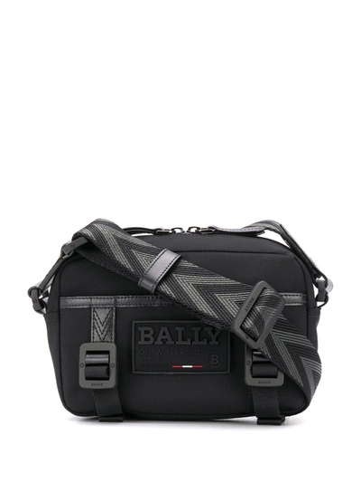 Shop Bally Buckled Logo Patch Messenger Bag In Black