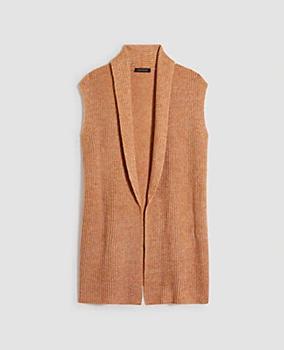 Shop Ann Taylor Shawl Collar Sweater Vest In Caramel Latte Heather