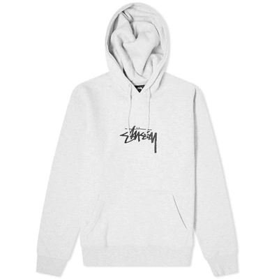 Stussy Stock Logo Embroidered Hoody In Grey | ModeSens