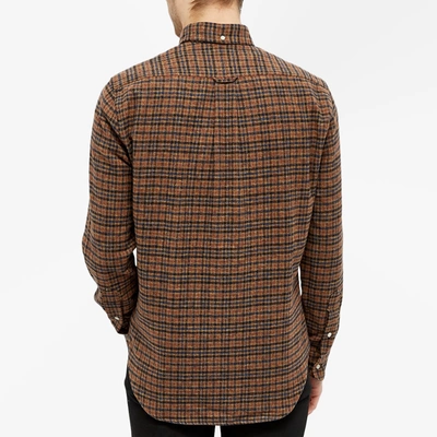 Shop Gitman Vintage Button Down Tweed Check Overshirt In Brown