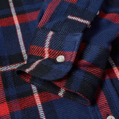 Shop Gitman Vintage Button Down Rough Check Flannel Shirt In Blue