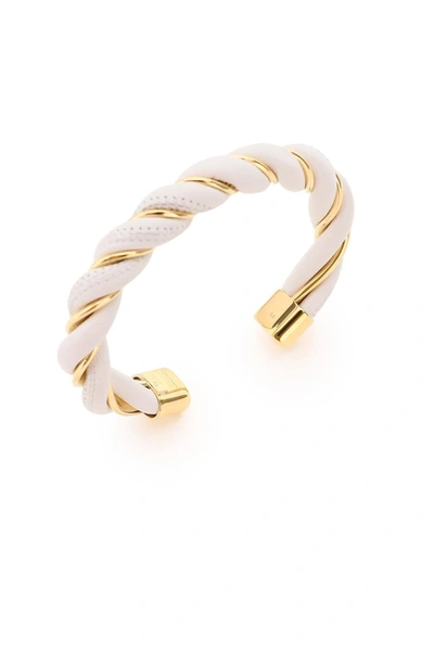 Shop Bottega Veneta Torcillon Bracelet In White,gold