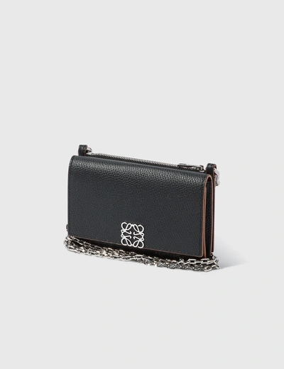 Shop Loewe Anagram Wallet On Chain In Black