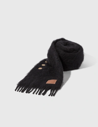Shop Loewe Buttoned Scarf In Black
